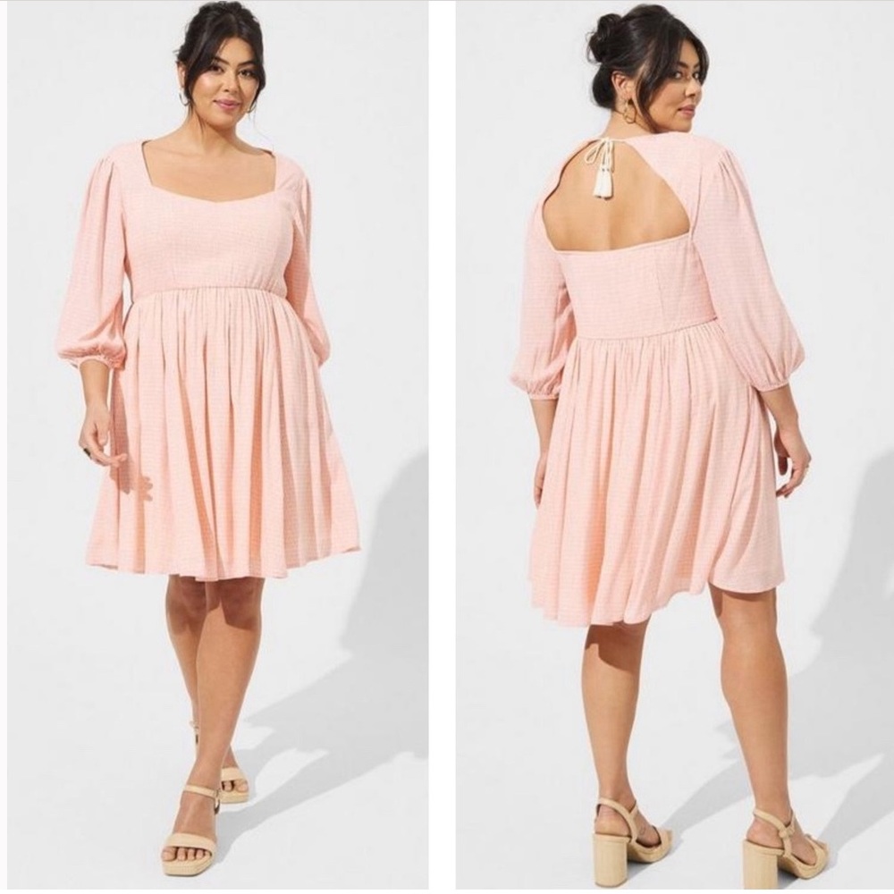 Torrid Mini Wash Gauze Open Back Skater Dress 1/1X NWT